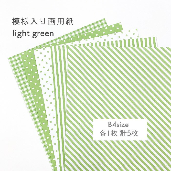 【B4 模様入り画用紙 ライトグリーン 計5枚 】 壁面製作 背景紙 模様 画用紙 柄入り画用紙