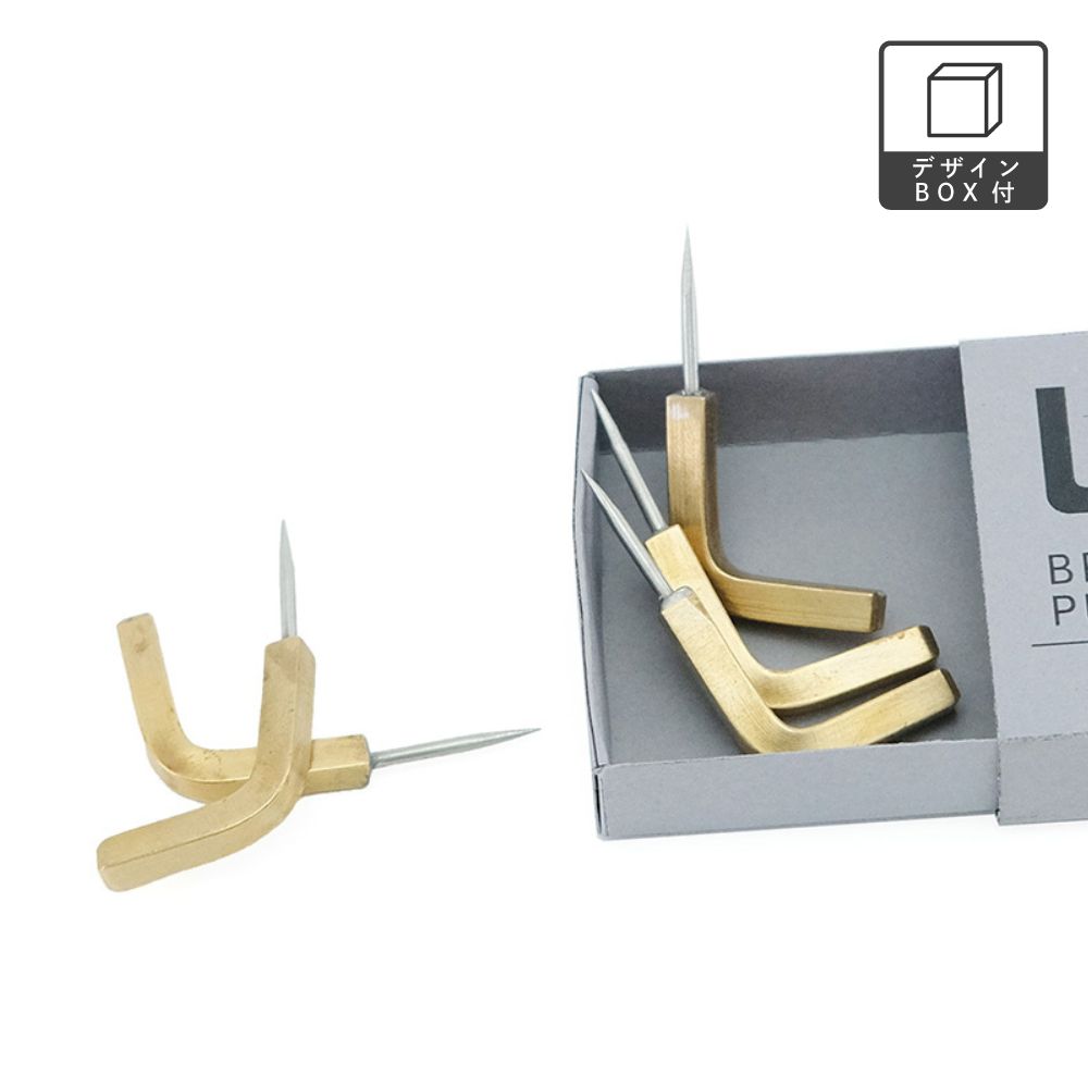 shesay BRASSプッシュピン Lフック 5個入 w0.4×d3.5×h2.0cm ピン 真鍮 ブラス ディスプレー ディスプレイ インテリア おしゃれ 可愛い シンプル 北欧 引っ掛け ゴールド 押しピン 画鋲 壁掛け 壁 飾り L字 シンプル フック 画びょう 軽量 DIY ※動画あり