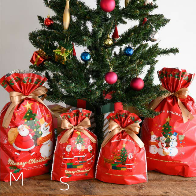 1枚 少量 少し 枚 愉快な クリスマス リボン付 PPギフトバッグ リボン ギフトバッグ リボン 巾着 巾着バッグ ラッピング袋 ビニールバッグ バッグ ギフ...