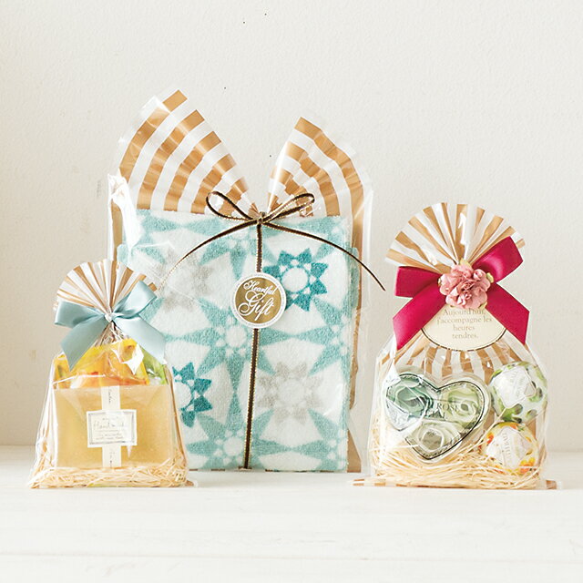 2枚 少量 少し 枚 ゴールドストライプ OPP ギフトバッグ 透明袋 ラッピング ギフト プレゼント ポリ袋 クリアバッグ ビニールバッグ ビニール袋 柄 デ...