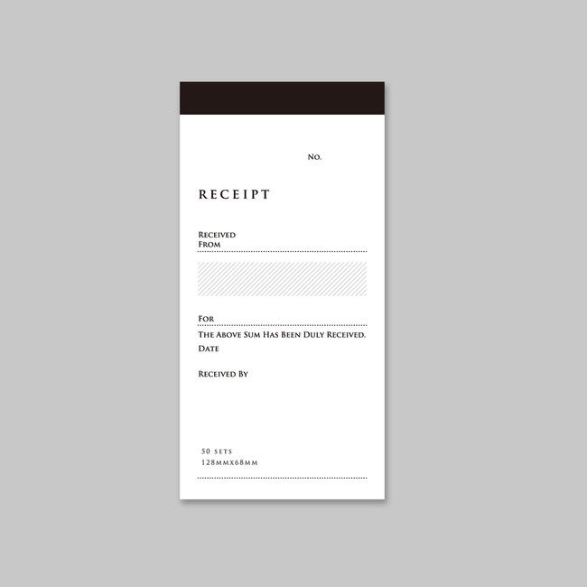  RECEIPT（英・複写） 領収書 タテ 複写式 ノーカーボン 伝票 事務用品 店舗用品 メモ用紙 紙 メモ ハンドメイド 手作り 作品 イベント ショップ 店 店舗 オフィス ビジネス サロン ショップ領収書 お店領収書 サロン領収書