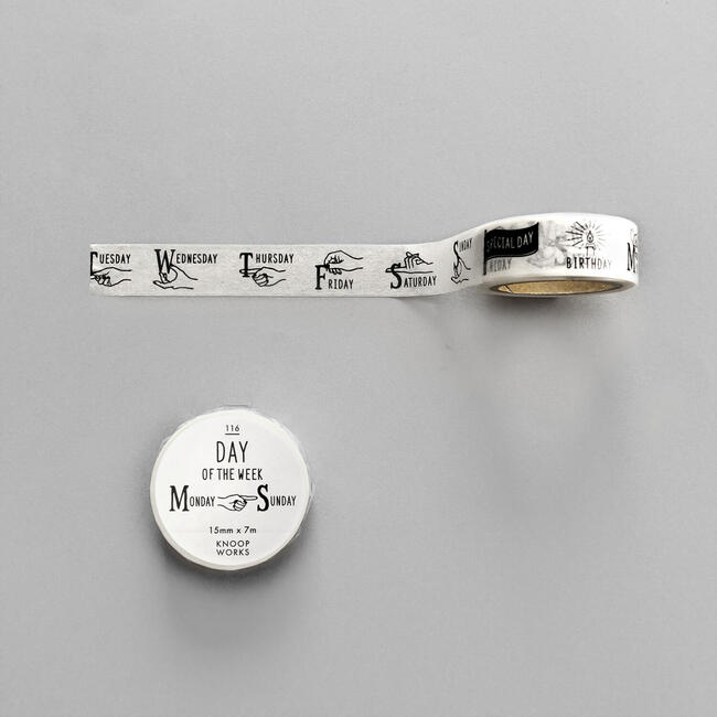 【KNOOPWORKS/クノープワークス】 116 DAY OF THE WEEK マスキングテープ 曜日 週間 日程 予定 スケジュール マステ シール テー...