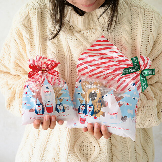 2枚 少量 少し 枚 クリスマス スノーベア OPP ギフトバッグ OPP袋 透明袋 ラッピング袋 ラッピングバッグ ポリ袋 クリアバッグ ビニールバッグ ビニ...