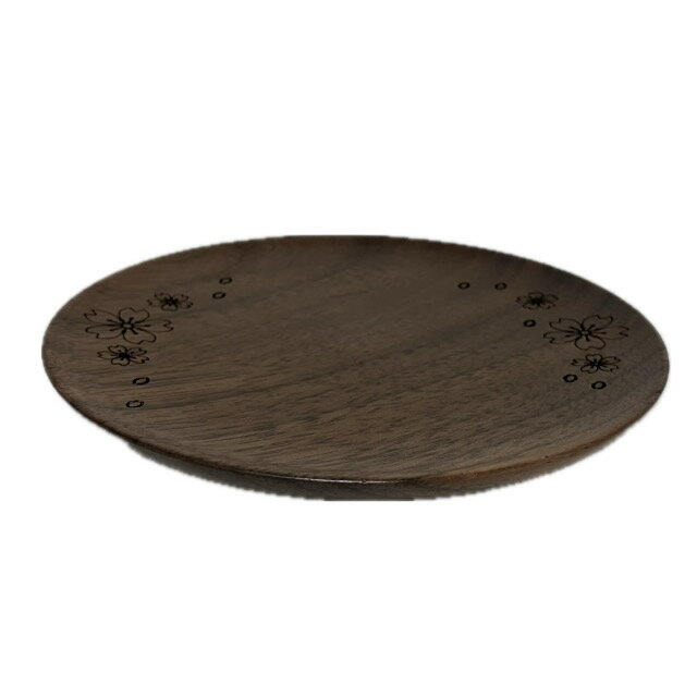 仏具 モダン 木製 供物台 桜もよう ウォールナット 3.5寸 仏壇 手元供養 御供皿 お供え