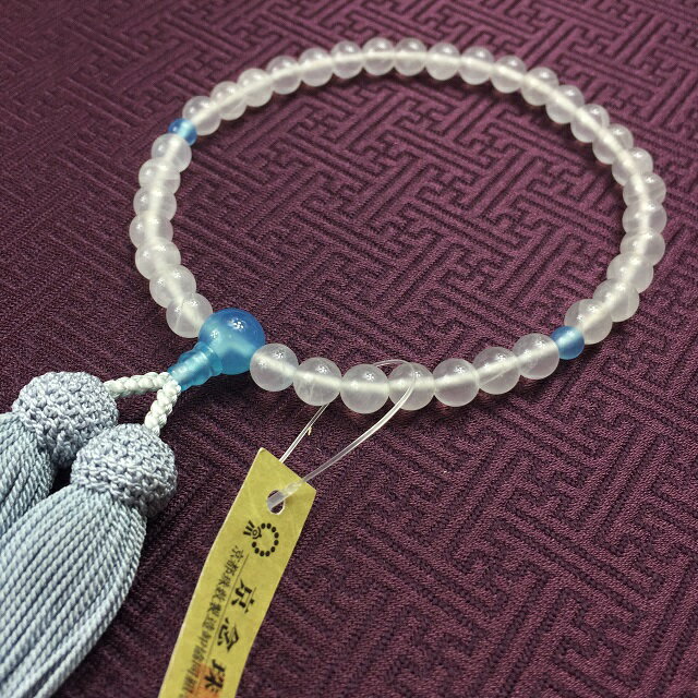 数珠女性用念珠一連略式本水晶ミルキ...