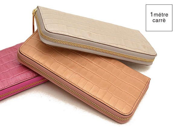 【1年保証】 アンメートルキャレ 1metre carre フィン パール加工 長財布 ラウンドファスナー レディース クロコ型押し 日本製 PE8278格安通販　バレンタイン　人気　ランキング