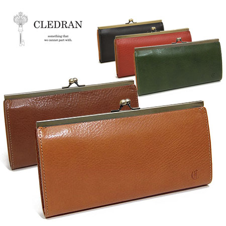 【1年保証】 クレドラン CLEDRAN ペセ PESE がま口 長財布 口金 レディース レザー CL-1540 大容量 緑 グリーン 財布