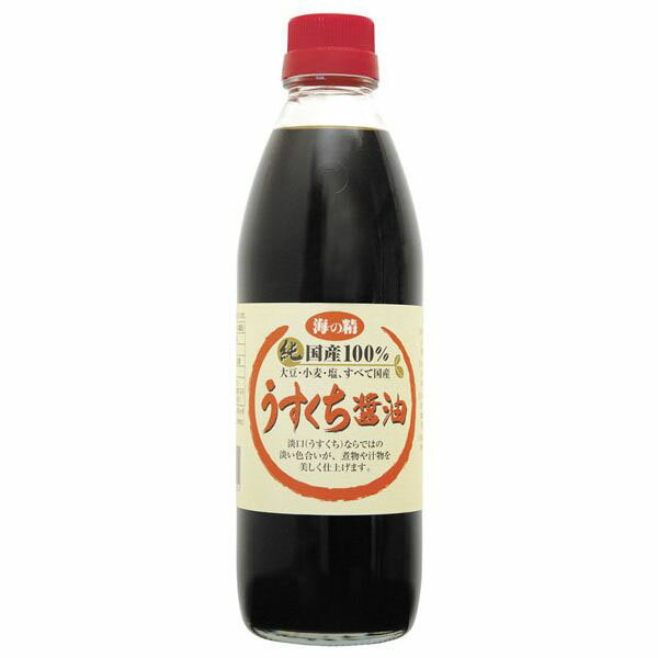 形状：ボトル500ml開封前賞味期間：冷暗所で1年6ヶ月原材料：大豆・小麦(岩手県)、食塩(海の精)海の精 JANコード : 4931915000914 ※メーカー欠品の場合はお時間を要します。 ※ご注文内容によって万が一100サイズの段ボールに収まらない場合や梱包個数が複数になる場合はその分の送料がかかりますのでご了承ください。 ※予告なしにメーカー販売終了や、内容・容量・パッケージデザイン等がリニューアルや変更になる場合ございますので予めご了承ください。