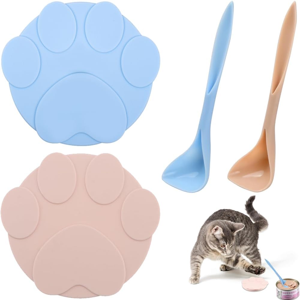 ペット用 缶詰の蓋 2枚入り 缶詰のスプーン 密封容器 猫缶フタ 蓋キャップ 猫缶 犬缶 缶詰カバー 漏れ防止 空気隔離 細菌汚染 昆虫汚染 保存用シリコンラッ...