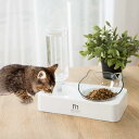 【送料無料】キャットボウル、猫 餌入れ、傾いたキャットフードとウォーターボウル、猫や小型犬用のレイズドペットフィーディングボウル、自動給水器 猫用 (ホワイト)