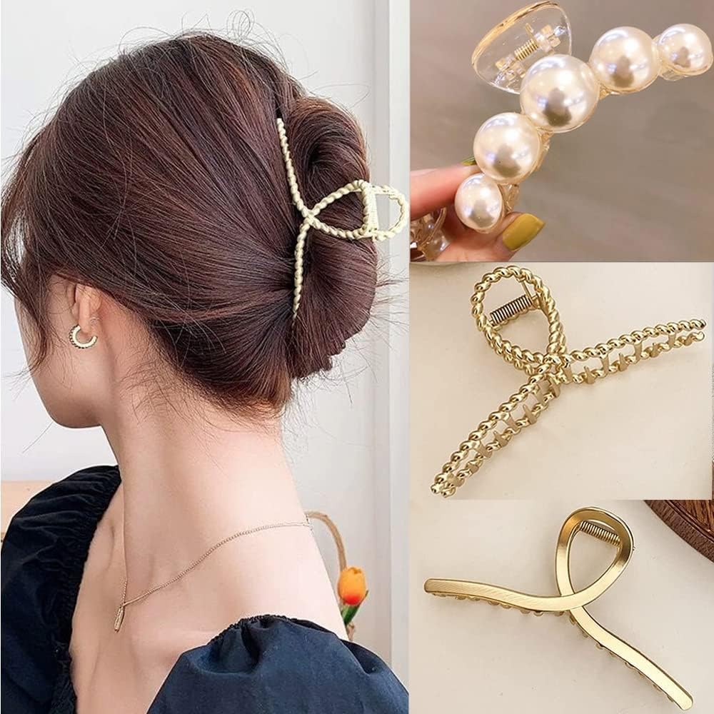 Rakuten - 3個セット バンスクリップ ヘアクリップ バナナクリップ パールヘアピン ヘアアクセサリー 髪留め 髪飾り クリップ 大きめ ヘアピン ヘアアレンジアクセント 韓国風 シンプル おしゃれ 贈り物 オフィス レディース用