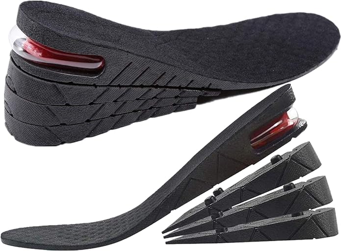 インソール 中敷22.5cm～27cm 男女兼用 身長アップ 4層構造 最大7.5cmアップ エアクッション吸収 ヒールアップ シークレットインソール ブラック 黒