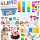 【75PCSセット】スライム キット 粘土 24色スライム+6色ねんど スライム おもちゃ アイスクリーム パール レインボー 果物切片 動物モデル フォームビ...