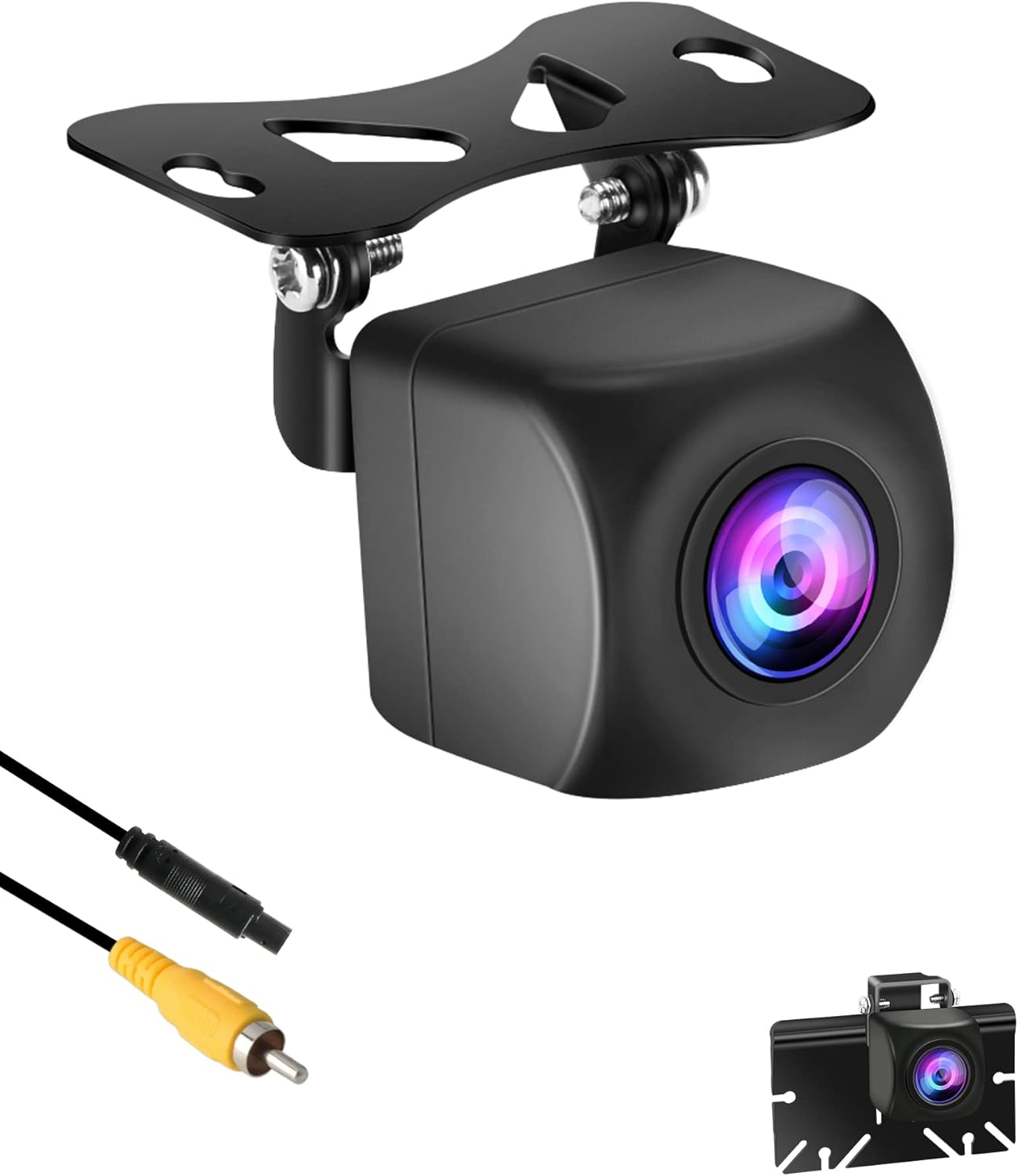 バックカメラ 車載カメラ AHD 720P バックリアカメラ 穴開けなく 100万画素超小型CCDセンサーナンバープレート取付最小照度0.1 lux暗視機能付きIP69K高防水防塵140°超広角車汎用RCA接続AHD/CVBS両対応正像 鏡像切替可能 ガイドライ表示 非表示切替12V対応角度調整可