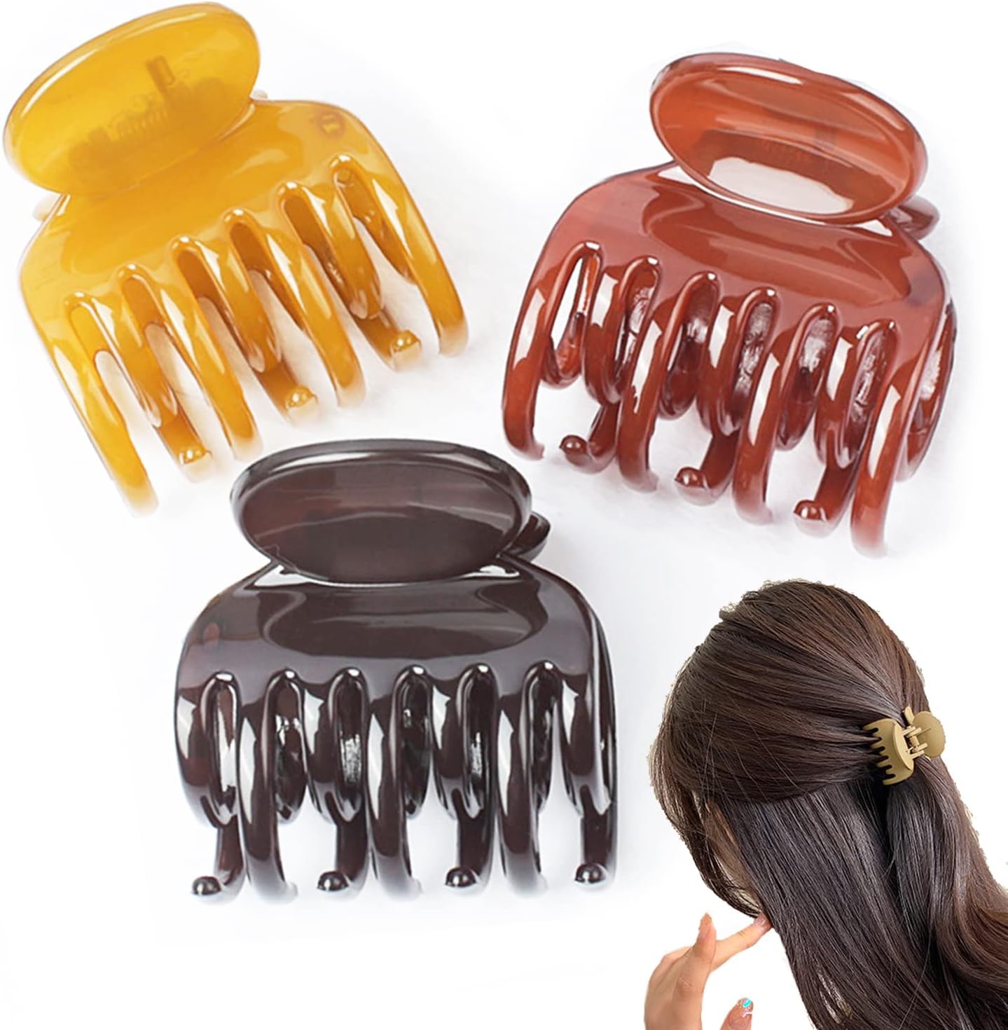 Rakuten - ミニヘアクリップ バンスクリップ【小型3本 二重歯強力ホールド】小さめ 透け感くすみカラー 髪留めヘアバレッタ 人気おしゃれ髪飾り しっかり髪留め ヘアクロー ヘアアクセサリー 髪飾りクリップ ヘアアレンジ サイドクリップ3pcs