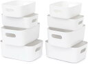 8個セット 収納ボックス 小物入れケース 灰 プラスチック ポリプロピレン 収納バスケット 小物入れ 雑貨整理 卓上収納ケース 取っ手付き 小物 整理整頓 押入れ収納 クローゼット 洗面所/リビング/キッチン収納