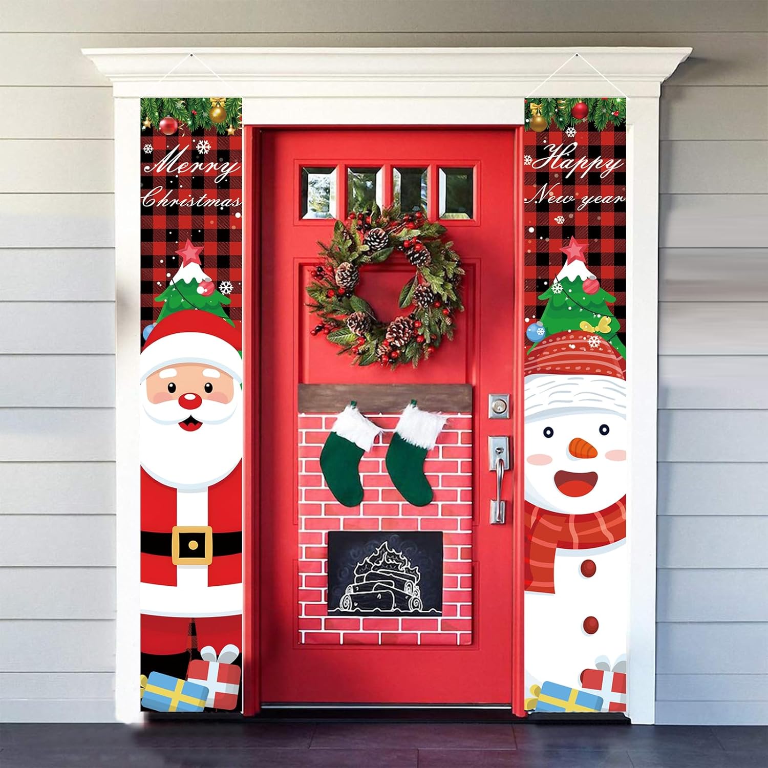 クリスマス 玄関飾り クリスマス 飾り タペストリー 取り付け具 付き ドアバナー Merry Christmas ポス..