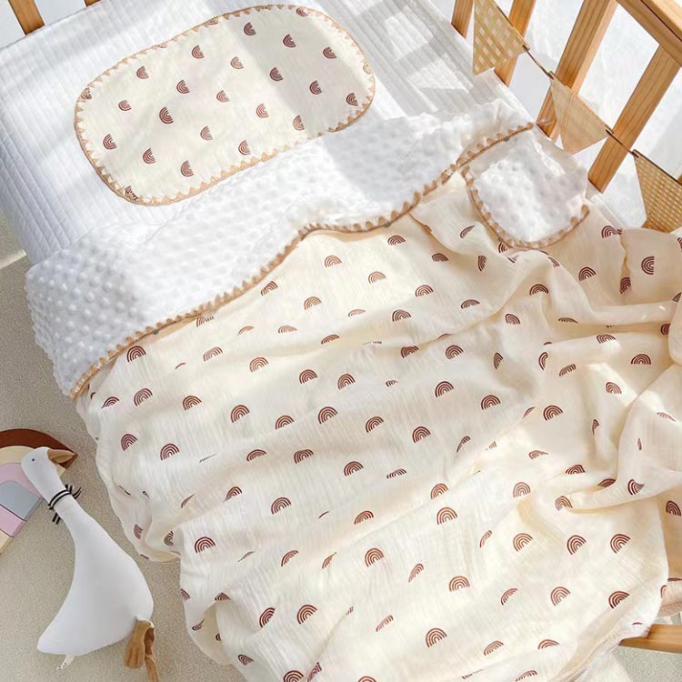 お昼寝 キッズ リバーシブル ベビー 綿毛布 フリース 赤ちゃん ガーゼ ブランケット 冬 ふわふわ ひざ掛け 出産準備 春 綿 コットン 軽くてあったか 新生児 秋 防寒 オールシーズン [3]