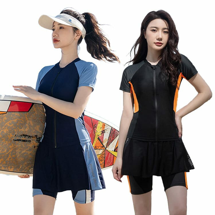Rakuten - フィットネス水着 ママ水着 レディース 大人 体型カバー セパレート 盛れる オトナ女子 体型カバー水着 おしゃれ かわいい 女性用 小胸 ラッシュガード 競泳水着 スカート