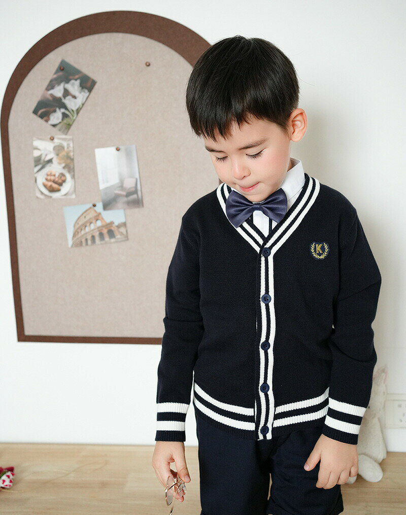 IROIRO 良品のキッズ スクールニットカーディガン 制服 男の子 学生服 通学 ニット スクールセーター カーディガン コットン スクールカーディガン 前開き リブ編み 可愛い 女子 スクール セーター｜アングル2