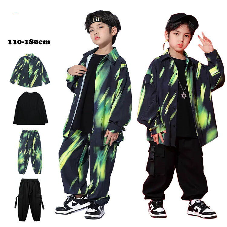 Rakuten - タイダイ染め シャツ パンツ ダンス 衣装 キッズ 単品orセット ヒップホップ ズボン 男の子 女の子 長袖トップス ゆったり 子供服 セットアップ フ K-POP b系