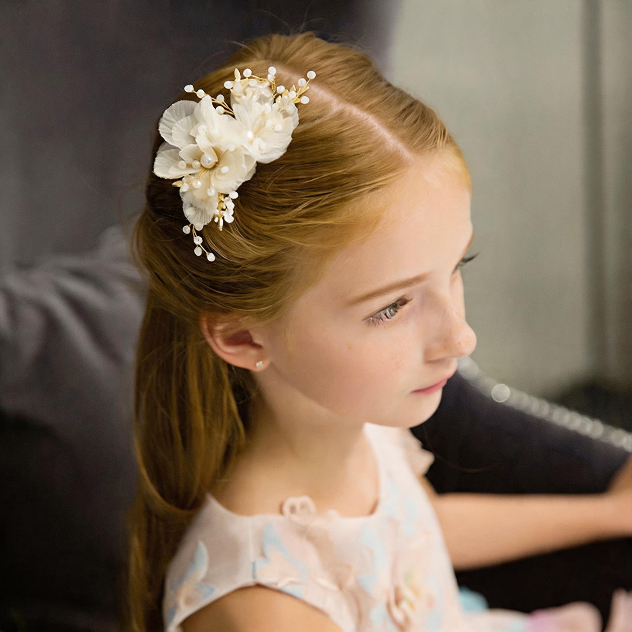Rakuten - 子供髪飾り ヘアクリップ フラワークリップ 子供ヘアアクセサリー ピアノ発表会 ヘッドドレス 花 ピン キッズ フラワーガール リングガール 髪飾り パーティー フォー 発表会 結婚式
