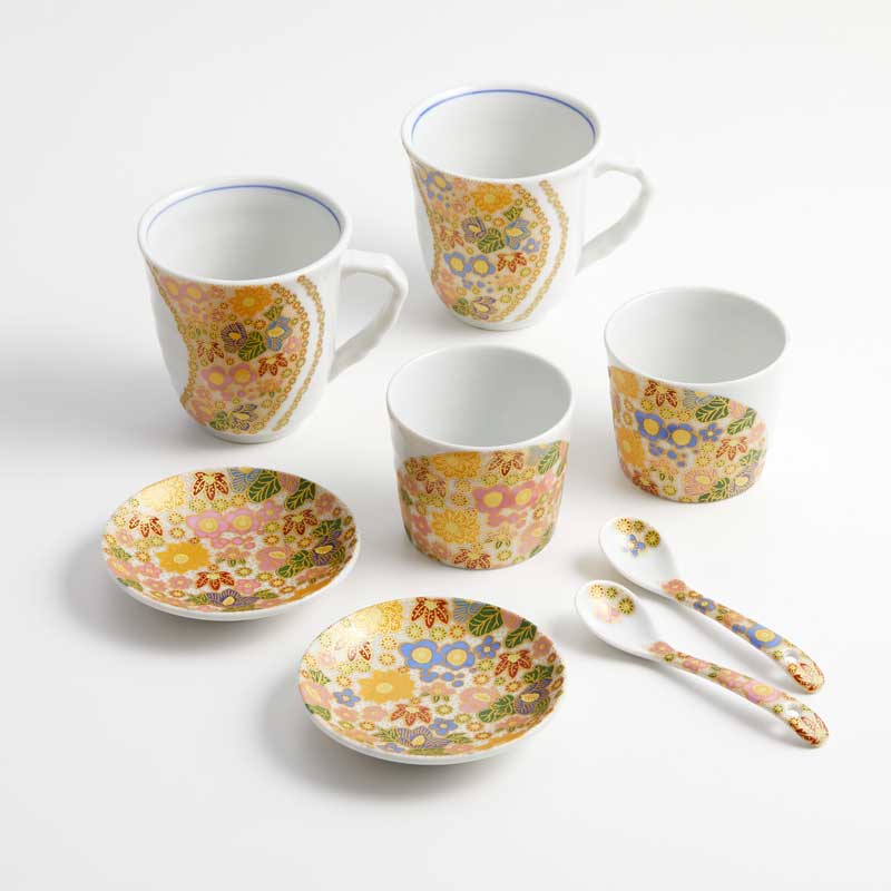 九谷焼 花詰 8点セット 【吉右衛門窯 限定セット】