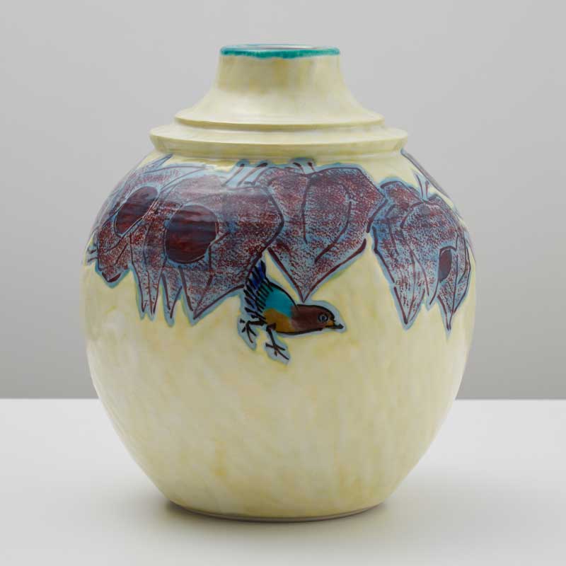 九谷焼 7号花瓶 釉彩瑞果鳥 文化勲章受章・日本芸術院会員 二代 浅蔵五十吉作 [3]