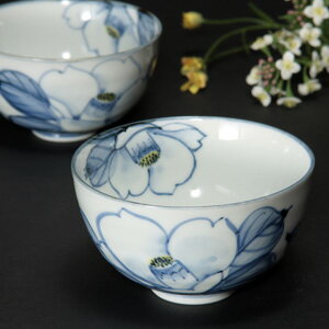 九谷焼 茶碗 九谷焼 飯碗 夫婦茶碗 染付花椿 組飯碗 和食器 飯碗 茶碗 ペア 人気 ギフト セット 贈り物 結婚祝い 内祝い お祝い