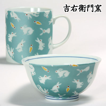 九谷焼 茶碗 九谷焼 マグカップ 一客睦 きらきら うさぎ グリーン 和食器 睦揃 マグ 湯呑 湯のみ ゆのみ 湯飲み 湯呑み 茶碗 飯碗 人気 ギフト 子供用 セット 贈り物 結婚祝い 内祝い お祝い