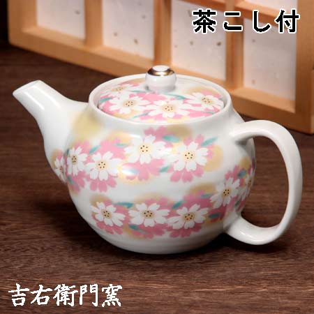 九谷焼 ポット 花彩々（桃） 茶こし付 ティーポット 九谷焼 急須 茶器 和食器