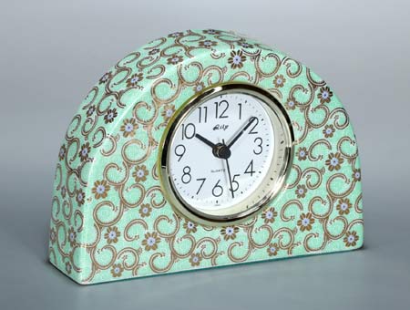 九谷焼 置き時計 S 緑彩唐草 時計 置時計 おしゃれ クロック clock [2]