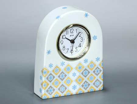 九谷焼 置き時計 L 雪の華(青) 時計 置時計 おしゃれ クロック clock [2]