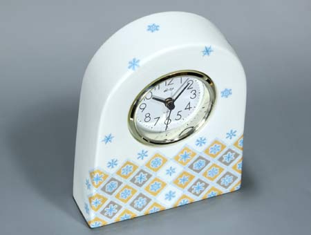 九谷焼 置き時計 L 雪の華(青) 時計 置時計 おしゃれ クロック clock [3]