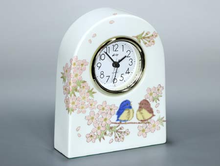 九谷焼 置き時計 L 花福雀 時計 置時計 おしゃれ クロック clock