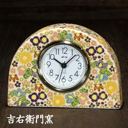 九谷焼 置き時計 S 極上花詰 (紫) 時計 置時計 おしゃれ クロック clock