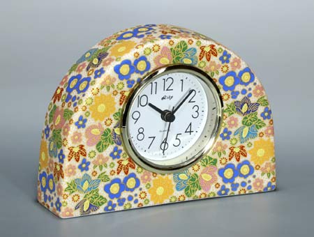 九谷焼 置き時計 S 極上花詰 （青） 時計 置時計 おしゃれ クロック clock