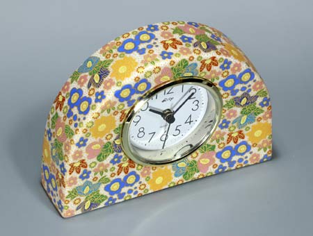 九谷焼 置き時計 S 極上花詰 （青） 時計 置時計 おしゃれ クロック clock