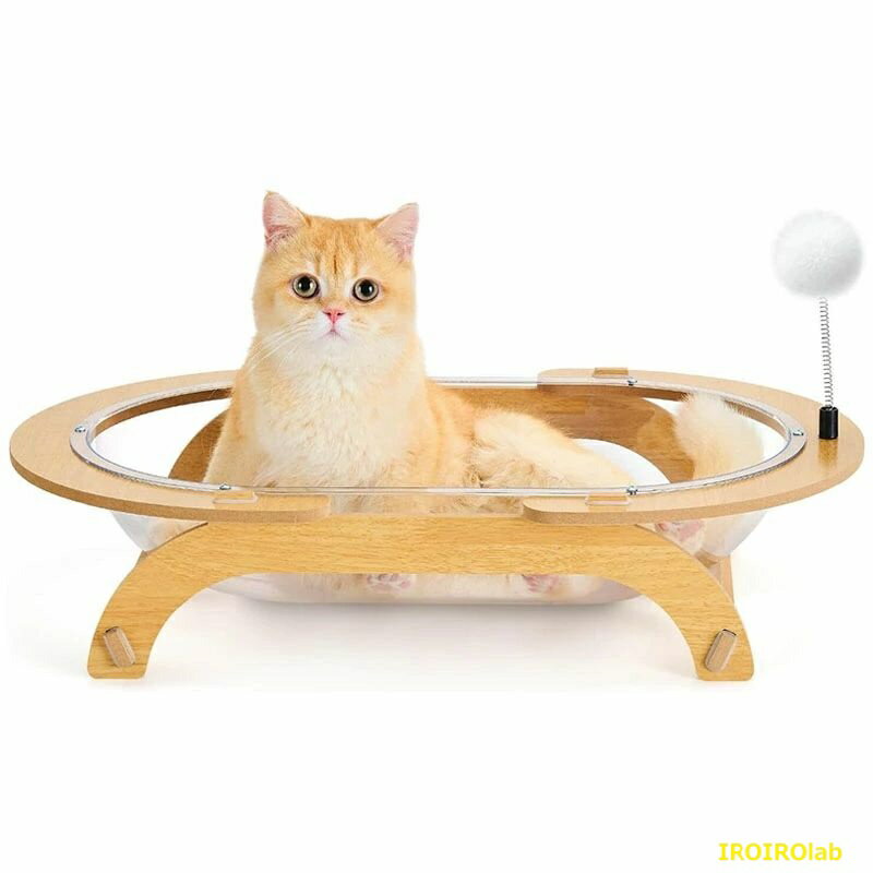 全品5%ポイント 猫 ベッド 木製 宇宙船 猫 ハンモック 透明 大型猫用ベッド 自立式 キャット 寝床 涼しい ソファ…