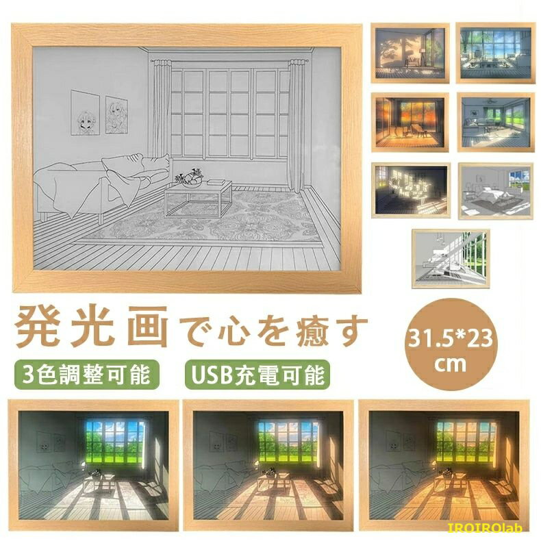 絵画 インテリア 絵 フォトフレーム 風水 玄関 壁掛け おしゃれ アートパネル 3色の色変光輝度調整可能 LED照明 光影変換 USB充電 光と影の壁の写真 階段 壁 アート インテリア リビング 飾り絵 北欧 開院祝い 応接室 寝室 明るい絵 癒し 贈り物 プレゼント