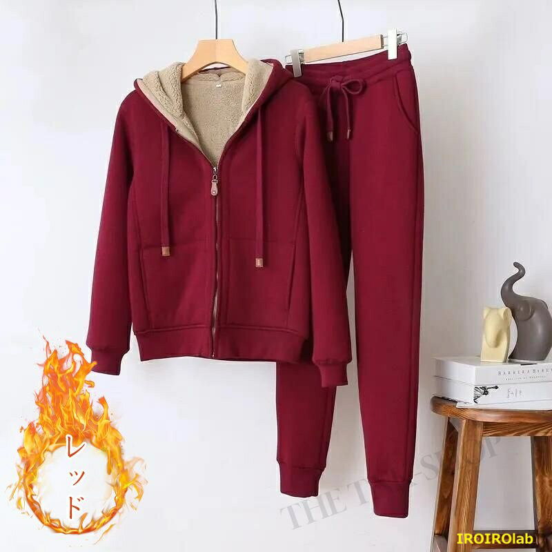 【全品5%ポイント】ジャージ レディース 裏起毛 パーカー 上下セット 暖か あった...