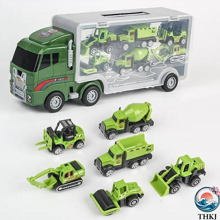 【全品5%ポイント】1台収納車6台ミニカーセット 運搬車 働く車 おもちゃ トイカー ...