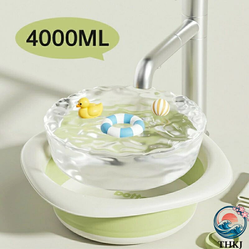 IROIROlabの【全品5%ポイント】洗面器 手桶 湯桶 子供用 ベビー キッズ バス用品 3点セット 四角形 厚手 吊り紐デザイン 収納に便利 桶 洗濯桶 お風呂グッズ 赤ちゃん 女の子 男の子 折り畳み 使いやすい 出産祝い 入園祝い 可｜アングル3