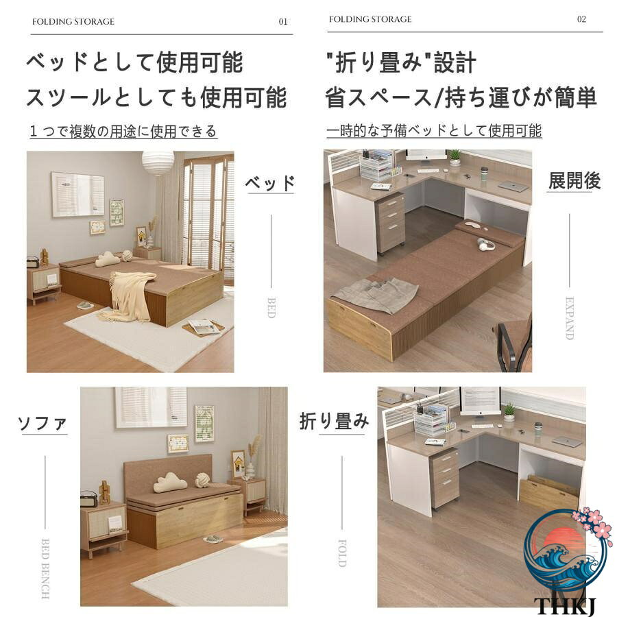 IROIROlabの【全品5%ポイント】ペーパーベッド シングル/ダブル 伸縮式 折畳み アコーディオン 段ボールベッド マットレス付き 紙製ベッド 簡易ベッド 隙間収納 シンプル 北欧 省スペース｜アングル3