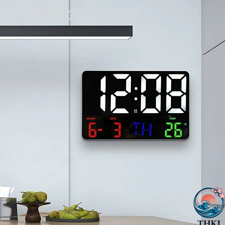 Rakuten - 【全品2点で5%OFF】時計 壁掛け LEDデジタル壁時計 大型ディスプレイ 温度表示 電子 リモコン付き リビングルーム