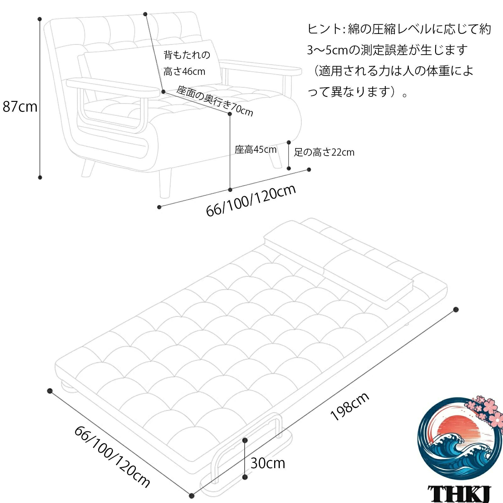 【全品5%ポイント】ソファーベッド 折りたたみ 3way 背もたれ角度調節 リクライニング 一人暮らし 多機能家具 [2]