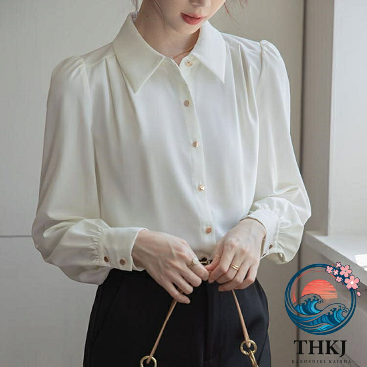 【全品5%ポイント】春服 可愛い 長袖 インナー レディース ワイシャツ シャツ 事務服 秋服 着回し 通勤 制服 大人 仕事着 フォーマル ブラウス お洒落 オフィス ビジネス 無地 シンプル 体型カバー irolab-10024337 IROIROlab サンプル画像2