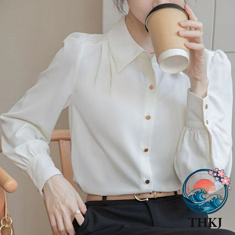 【全品5%ポイント】春服 可愛い 長袖 インナー レディース ワイシャツ シャツ 事務服 秋服 着回し 通勤 制服 大人 仕事着 フォーマル ブラウス お洒落 オフィス ビジネス 無地 シンプル 体型カバー irolab-10024337 IROIROlab サンプル画像3
