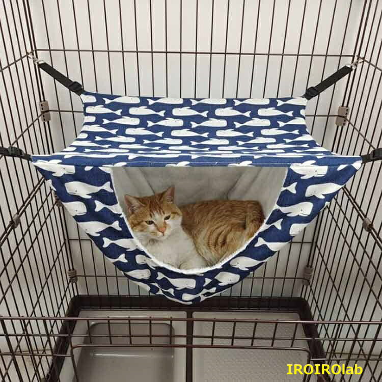 IROIROlabの【全品5%ポイント】猫 ハンモック ペットハンモック ケージ用 猫ハンモック 裏起毛 猫用ハンモック ウサギ 小動物 ケージ用ハンモック 冬用 ベッド ペットベット ニャ｜アングル2