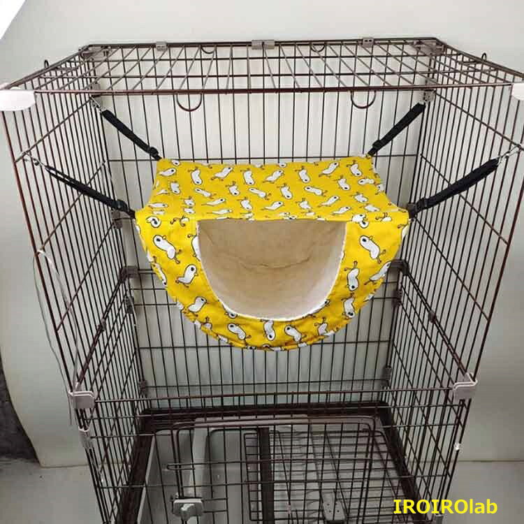 IROIROlabの【全品5%ポイント】猫 ハンモック ペットハンモック ケージ用 猫ハンモック 裏起毛 猫用ハンモック ウサギ 小動物 ケージ用ハンモック 冬用 ベッド ペットベット ニャ｜アングル3